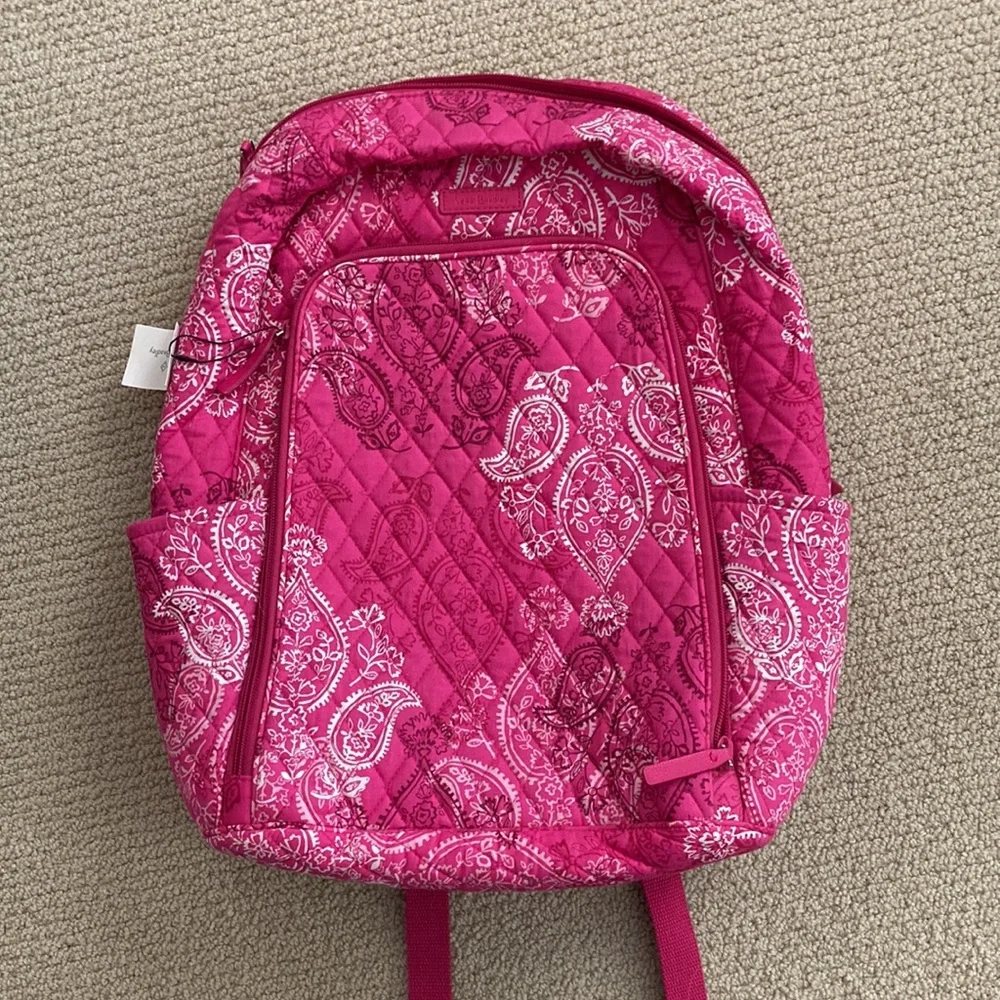 NEW Vera Bradley Pink Laptop Backpack Stamped Paisley Campus Bag Quilted NWT